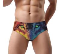 Slip traspiranti della stampa della biancheria intima del bikini del triangolo degli uomini della stampa del dinosauro, Lupo colorato 13, L