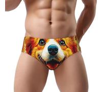 Slip traspiranti della stampa della biancheria intima del bikini del triangolo degli uomini della stampa del dinosauro, Carino Corgi Cane 7, L