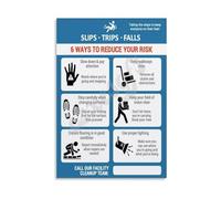 Slip Trip and Fall Prevention Poster Workplace Safety Guide Wall Art for Industrial Office Warehouse Safety Meeting Room Decor Canvas Print(Unframed,16X24inch(40X60cm))