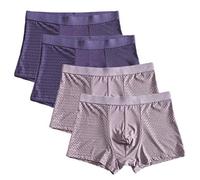 Slip Uomo 4Pcs Fibre De Bambou Plus Shorts De Grande Taille Sous-vêtements Respirants 5XL 6XL 7XL 8XL-Blue BRE_7XL_4 pièces