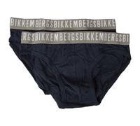 Bikkembergs Slip Uomo Confezione 2 Pezzi Elastico a Vista Cotone Elasticizzato Underwear Articolo BKK1USP02BI Bipack Briefs, Navy, L