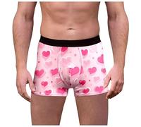 Slip Uomo Cotone - Intimo Stampato da per San Valentino Stile Speciale Rosso A Forma di Cuore E Rosa A Vita Media (M)