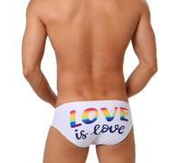 Slip uomo LGBT Stampato Love Slip da Bagno Uomo Gay Pride Month Arcobaleno Mini Slip LGBTQ Perizoma Senza Cuciture Perizoma Colore Neon Sotto Abbigliamento Sexy Erotico Chic Vita Bassa Tanga Mutandine