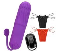 Slip Vibranti con Telecomando per Donna - Vibratore Bullet in Silicone con Tasca Integrata nel Cavallo, 10 Modalità, 2 Slip Sexy