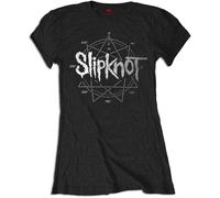 Slipknot 'Logo Star Diamante' (Nero) T-Shirt Aderente Da Donna - UFFICIALE