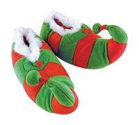 Slipper Snob Pantofole da bambino Rigolotte, per Natale, a righe, rosse e verdi, in peluche, per interni, Rosso Verde, Medium