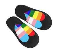 Slippers Bandiera Arcobaleno Dell'Orgoglio Transgender A Forma Di Cuore Morbide Pantofole Antiscivo Pianelle Per Invernale Hotel Interno M