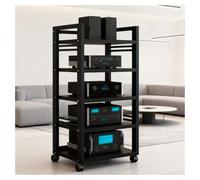 Slish Black Entertainment Center Fur - Rack HiFi con 5 livelli, AV Ma Tower per lettore DVD, console di gioco, TV Box e router WiFi, colore: nero