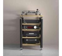 Slish Living Sto Solut - Supporto per TV a 5 livelli, con ripiani aperti per lettori DVD, console di gioco, scatole per cavi e accessori per la casa, colore: nero