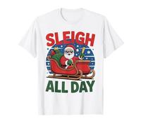 Slitta all Day Christmas Funny Xmas Santa Occhiali da Sole Giochi di Parole Maglietta