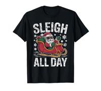 Slitta all Day Christmas Funny Xmas Santa Occhiali da Sole Vintage Maglietta