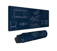 Slitta Blueprint Engineering Theme Winter Large Mouse Pad 30,5 x 81,9 cm | Design tecnico estetico, tappetino per mouse esteso, tema disegno industriale, copertura estesa della scrivania