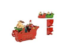 Slitta con babbo natale renne giostra con carillon rosso verde per decorazioni a