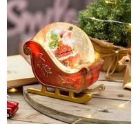 Slitta di Babbo Natale Lotti con glitter e LED bianco caldo