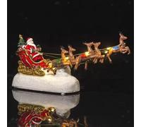 Slitta di Babbo Natale con 8 renne decorative con luce per la mensola del