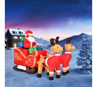 Slitta Di Babbo Natale Gonfiabile Con Renne e Luci a LED Sistema Autogonfiabile Per Esterno Protezione IP44 Addobbo e Decorazione Natalizia
