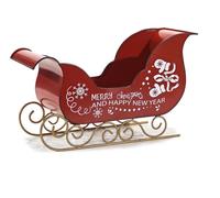 Slitta di Babbo Natale rossa e oro porta regali doni ai bambini in Metallo cm40