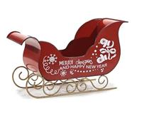 Slitta di Babbo Natale Rossa Porta Regali Doni ai Bambini in Metallo cm 40 con Rifiniture in Oro allestimenti Decorazioni Natalizie complemento d'arredo casa o Albero di Natale