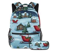 Slitta di Natale Migliora il tuo gioco di ritorno a scuola con il nostro set di 2 zaini per bambini, perfetto per ragazzi ragazze adolescenti, Multicolore#05, B：29.4x20x40cm P：19x7.5x3.8cm, Zaini