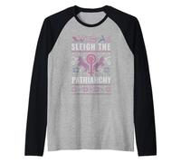 Slitta Il patriarca femminista Brutto Maglione di Natale Meme Maglia con Maniche Raglan