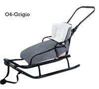 Slitta in Metallo con Poggiaschiena, Barra di Spinta e Sacco a Pelo Invernale