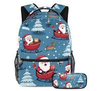 Slitta natalizia con scritta "Stay Ahead of the Trends", set di 2 zaini con zaino di grande capacità e astuccio, Multicolore#05, B:29.4x20x40cm P:19x7.5x3.8cm, Zaini Daypack