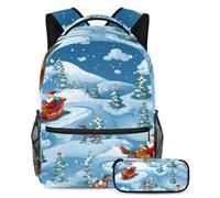 Slitta natalizia libera la creatività, zaino con astuccio per ragazzi e ragazze, set di 2 zaini per bambini, Multicolore#07, B:29.4x20x40cm P:19x7.5x3.8cm, Zaini Daypack