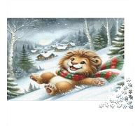 Slitta trainata dai leoni in inverno Puzzles 1000 Pezzi Carta riciclata per adulti Puzzle per adulti Gioco difficile stimolante Gioco educativo per decompressione Ottima idea regalo 70x50cm/1000pcs