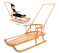 Slitte in legno con schienale per bambini