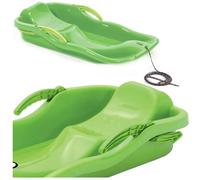 Slittino da neve per bambini, in plastica, per bambini, con fune e freno (verde)