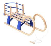 Slittino pieghevole con schienale in robusto compensato, lunghezza 110 cm, con corda e pattini in metallo, pieghevole per bambini e adulti, ideale per inverno, neve, montagna e divertimento all'aperto