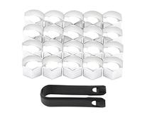 Slivercolor - Set di 20 tappi per bulloni per ruota, 17 mm, con estrattore (argento)