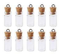 Sliverdew 10 piccole bottiglie di vetro da 1 ml con coperchio in sughero, mini bottiglie di vetro desiderate, con messaggio, piccole bottiglie di vetro per fai da te, decorazioni per albero di Natale