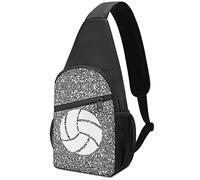 Slivery Volleyball Decorativo Crossbody Zaino Borsa a tracolla Leggero One Strap Sling Bag Viaggio Escursionismo Daypack