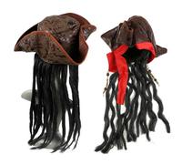 SLJYM - Cappello da capitano pirata per Halloween, travestimenti, trecce, parrucca, accessorio decorativo per adulti