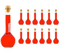 slkfactory TUL-HGK, Set da 6, 12 o 24 bottiglie di vetro da 200 ml, bottiglie vuote da riempire per liquore, acquavite, aceto, olio, succo, con tappi