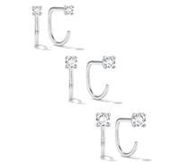 SLLAISS 3 Paia Orecchini Cerchio Piccoli Argento 925 con Zircone 5A Set Ipoallergenici Orecchino a Cerchietto da Lobulo Piercing Secondo Buco Huggie Lobulo per Buco Lobo Sensibile