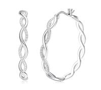 Sllaiss 925 Orecchini a cerchio in argento sterling per le donne Dainty 12MM 16MM 20MM orecchini a cerchio ritorti placcati oro bianco piccolo Huggie cerniera cerchio orecchini gioielli(S 30MM)
