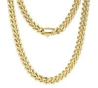 Sllaiss Collana Uomo Acciaio Inossidabile Collana Miami Cuban Link Lunghezza 51cm Catena Cubana Uomo Donna Maglia Grumetta Collane 8mm con Chiusura a Scatto Hip Hop Punk Rapper Oro