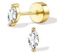 SLLAISS Moissanite Orecchini Punto Luce Argento 925 Donna Orecchino Piercing Lobo Piccoli Brillanti Anallergici per Piercing Trago Cartilagine Helix Tragus Taglio Marquise D VVS1