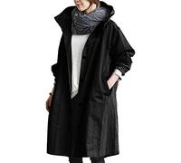 Sllowwa - Cappotto da donna alla moda, con cappuccio e cappuccio, Nero , S