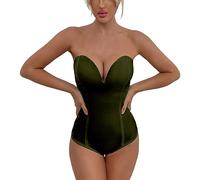 Sllowwa Corsetti in pizzo Top per Donne Trainer Fat Burner Donna Overbust Sweetheart Body Push-up Cintura Vita Trainer 2023 Cincher Corsetto Shaper Bustier Top, Verde, S