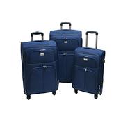 SLmilano set valigie semirigide bagagli in tessuto super leggeri 4 ruote piroettanti trolley piccolo adatto per cabina con compagnie lowcost art.214 (blu)