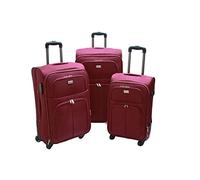 SLmilano Trolley valigia set valigie semirigide set bagagli in tessuto super leggeri 4 ruote piroettanti trolley piccolo adatto per cabina con compagnie lowcost art.214 (bordeaux)