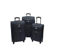 SLmilano Trolley valigia set valigie semirigide set bagagli in tessuto super leggeri 4 ruote piroettanti trolley piccolo adatto per cabina con compagnie lowcost art.214 (nero)