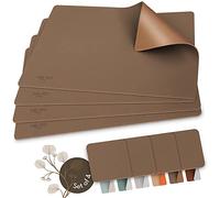 Sølmo | Tovagliette all’Americana - Set da 4 Tovagliette Colazione Lavabili - Resistenti al Calore e Utilizzabili da Entrambi i Lati - Realizzate in Ecopelle - Dimensioni 30x43 cm - Oro/Marrone