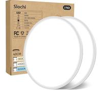 slochi 2 Pezzi Plafoniera LED Soffitto, 3000K/4000K/6500K IP44 40cm Impermeabile Lampada da Soffitto, 4600 LM Plafoniera Bagno per camera da letto, Cucina, Soggiorno, Balcone