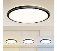 slochi Plafoniera LED Soffitto, 3000K/4000K/6500K IP44 Impermeabile 49cm Lampada da Soffitto, 4600 LM Plafoniera Bagno per camera da letto, Cucina, Soggiorno, Balcone