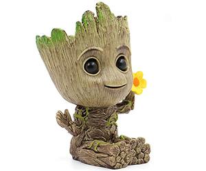 SLOCME Vaso di fiori Groot - Guardiani della Galassia per portapenne, decorazione da scrivania con foro di drenaggio