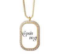 Slogan No Pain No Gain Art Deco Fashion Collana Ciondolo Diamante Cristallo Gioielli Dorati